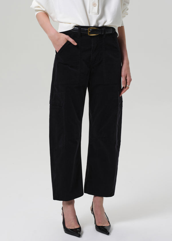 Gold Sign Marcelle Low Slung Easy Cargo Corduroy In Charcoal