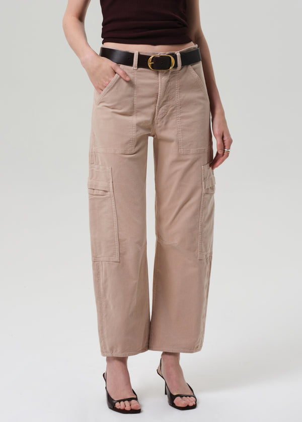 Gold Sign Marcelle Low Slung Easy Cargo Corduroy In Pale Stone