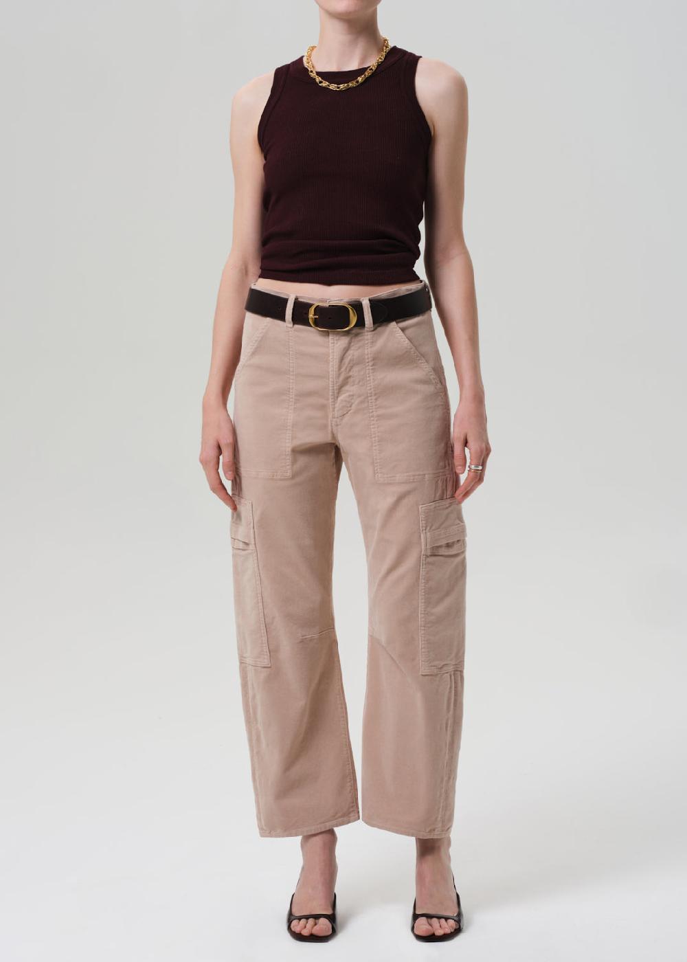 gold sign Marcelle Low Slung Easy Cargo Corduroy In Pale Stone