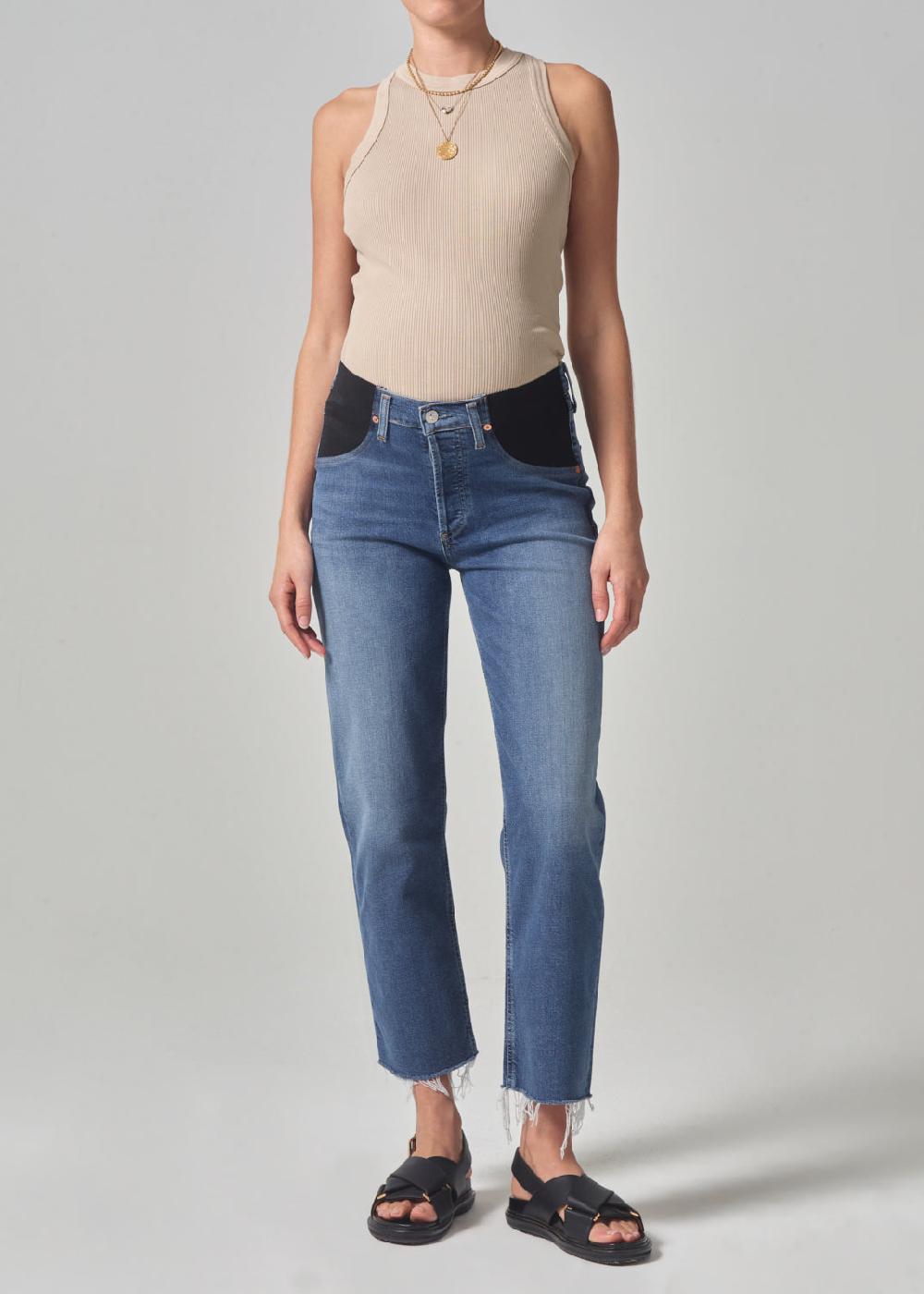 gold sign Maternity Florence Wide Straight In Blue Lotus