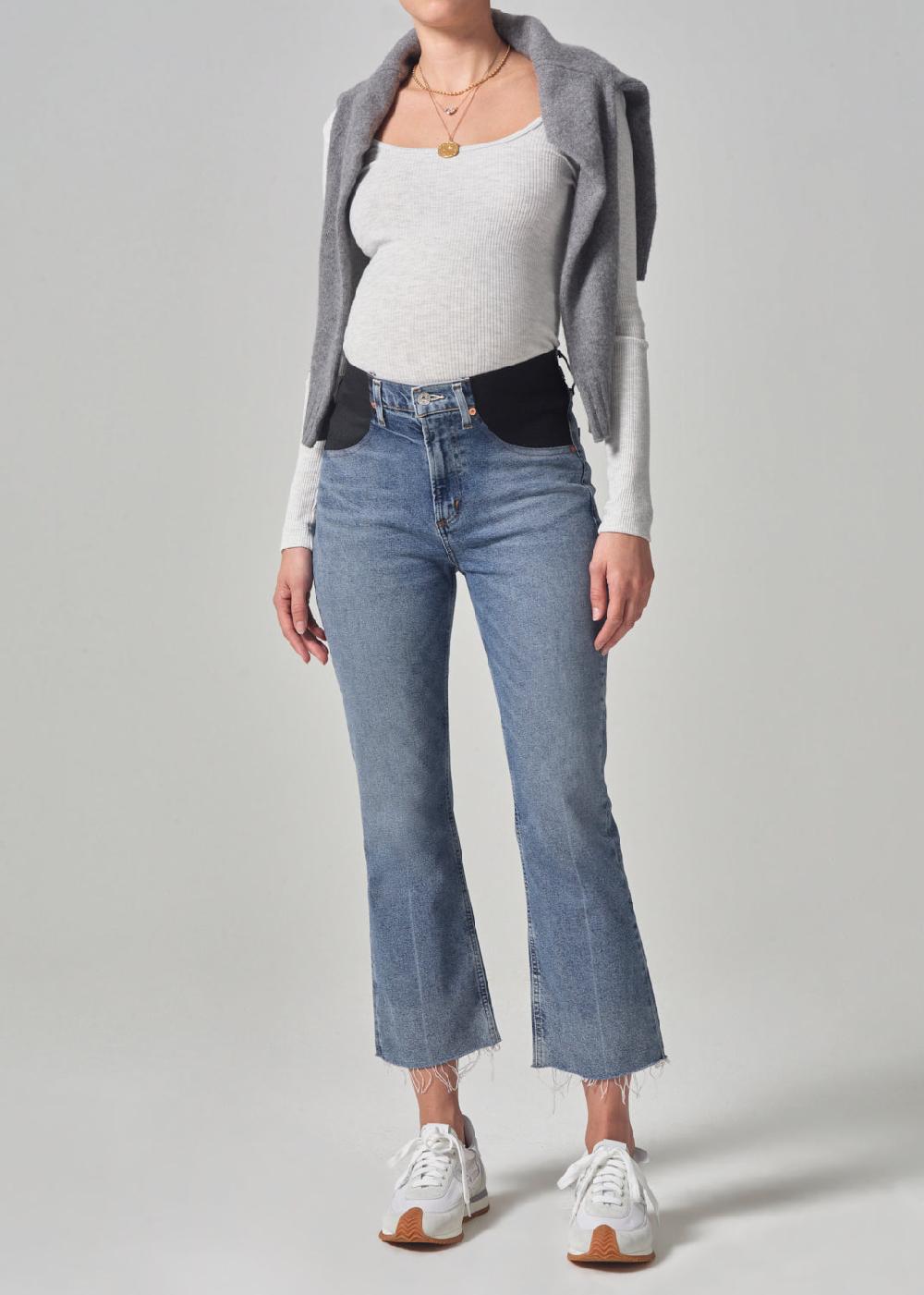 gold sign Maternity Isola Mid Rise Cropped Boot In Ascent