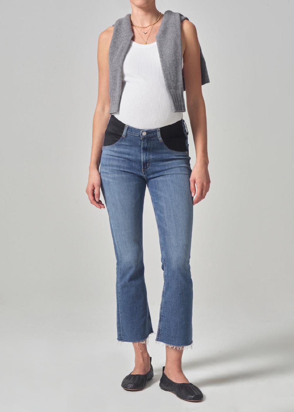 gold sign Maternity Isola Mid Rise Cropped Boot In Lawless