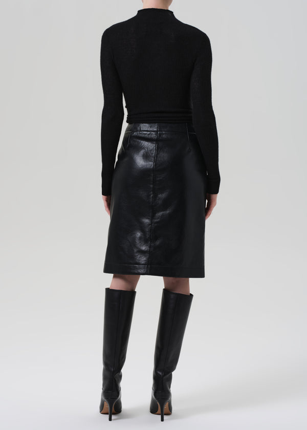 Gold Sign Nara Pencil Skirt Recycled Leather In Black