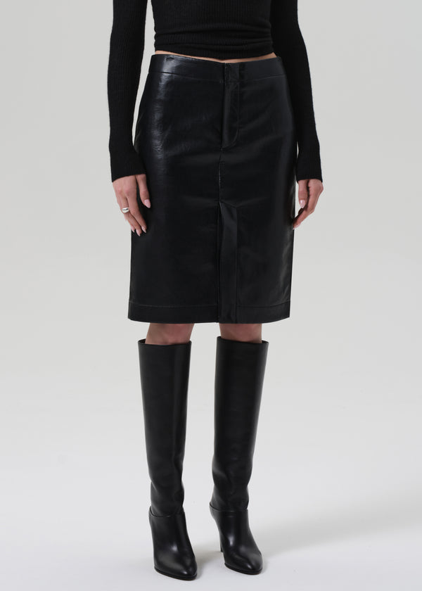 Gold Sign Nara Pencil Skirt Recycled Leather In Black