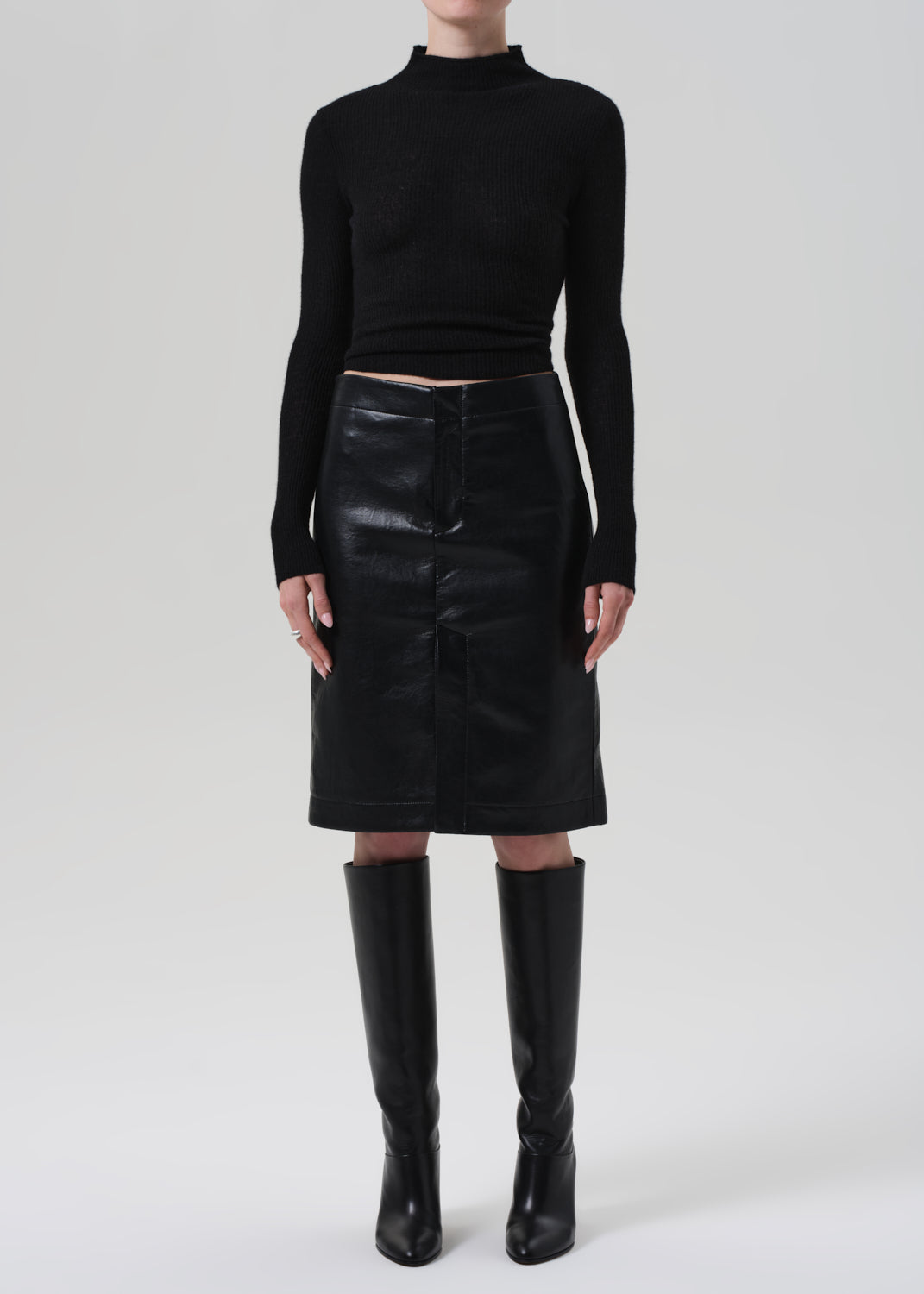 gold sign Nara Pencil Skirt Recycled Leather In Black