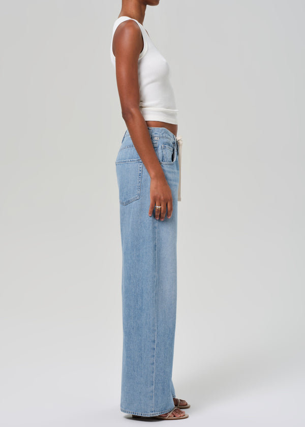 Gold Sign Petite Brynn Drawstring Trouser In Blue Lace