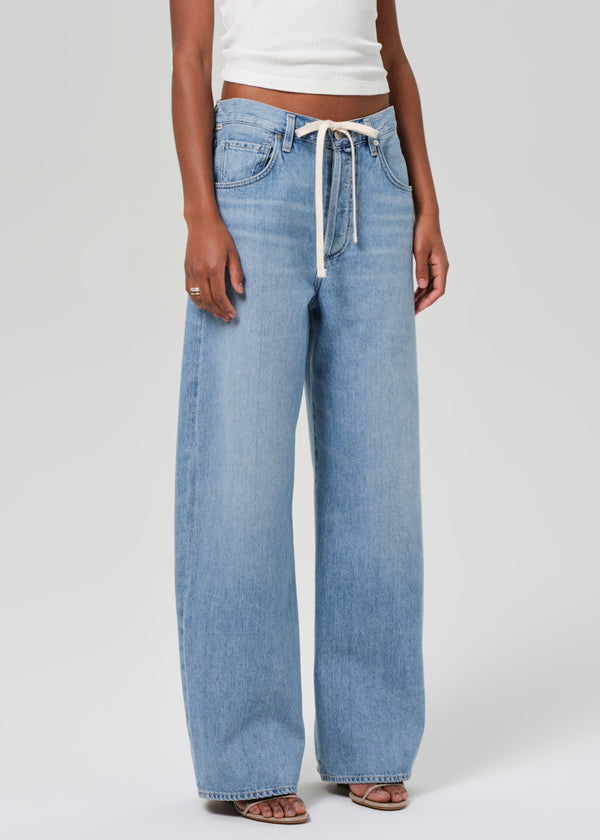 Gold Sign Petite Brynn Drawstring Trouser In Blue Lace