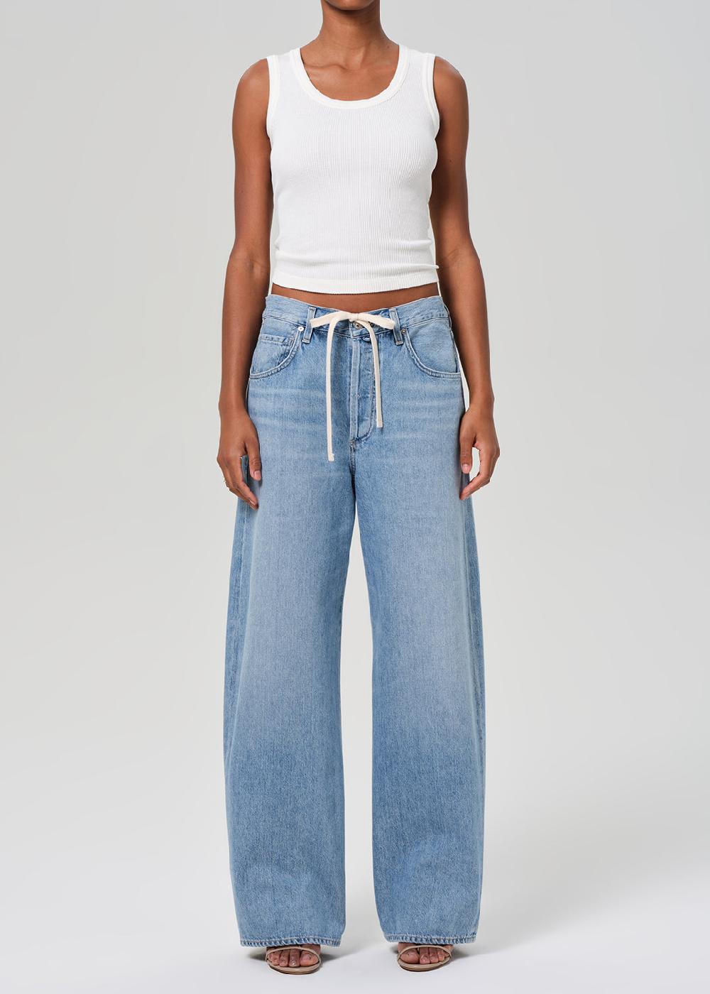 gold sign Petite Brynn Drawstring Trouser In Blue Lace