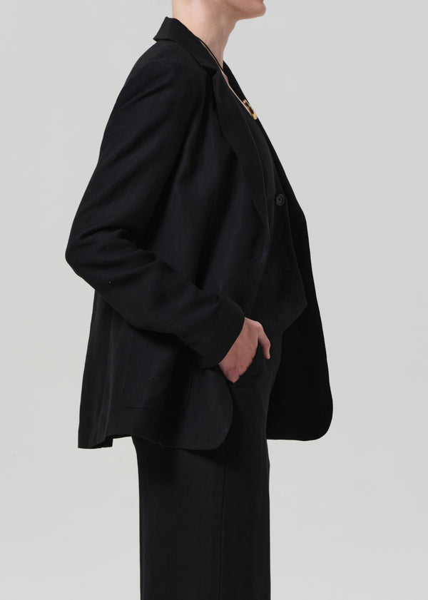 Gold Sign Unlined Weekend Blazer Linen Twill In Black