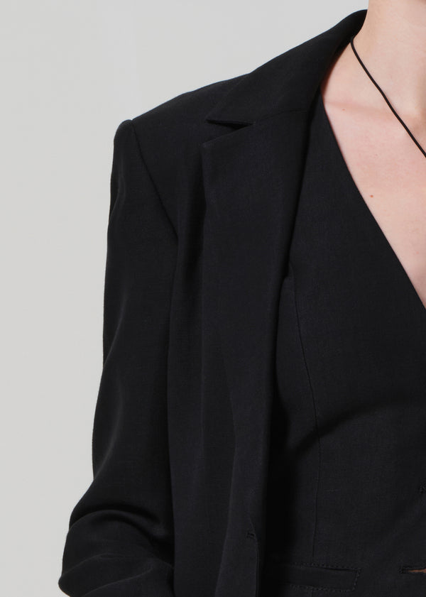 Gold Sign Unlined Weekend Blazer Linen Twill In Black