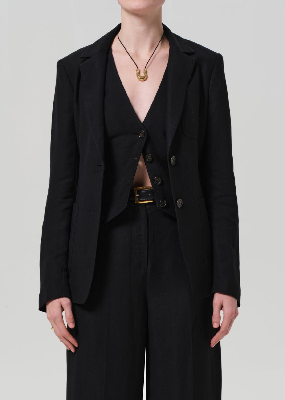 gold sign Unlined Weekend Blazer Linen Twill In Black