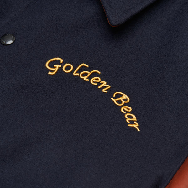 Golden Bear Sportswear THE ALBANY ANNIVERSARY JACKET - Navy Melton Wool/Mahogany Leather Classic Fit