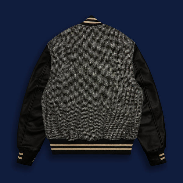 Golden Bear Sportswear THE ALBANY - Black-Cream Herringbone Wool/Black Leather Classic Fit