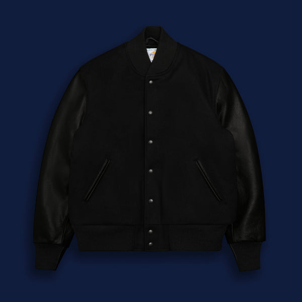 golden Bear Sportswear THE ALBANY - Black Melton Wool/Black Leather Classic Fit