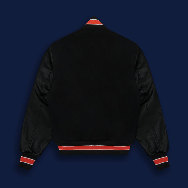 Golden Bear Sportswear THE ALBANY - Black Melton Wool/Black Leather/Orange Stripe Classic Fit