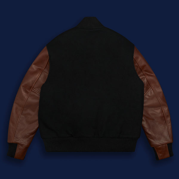 Golden Bear Sportswear THE ALBANY - Black Melton Wool/Espresso Leather Classic Fit