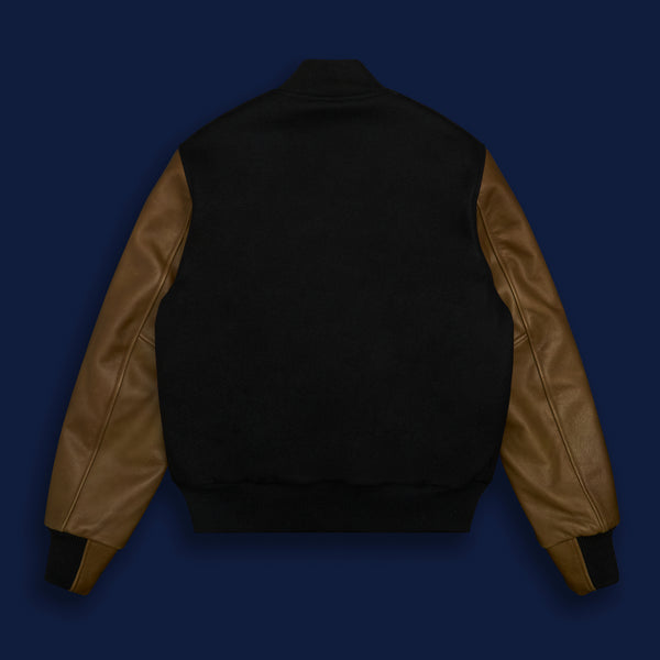 Golden Bear Sportswear THE ALBANY - Black Melton Wool/Olive Leather Contemporary Fit