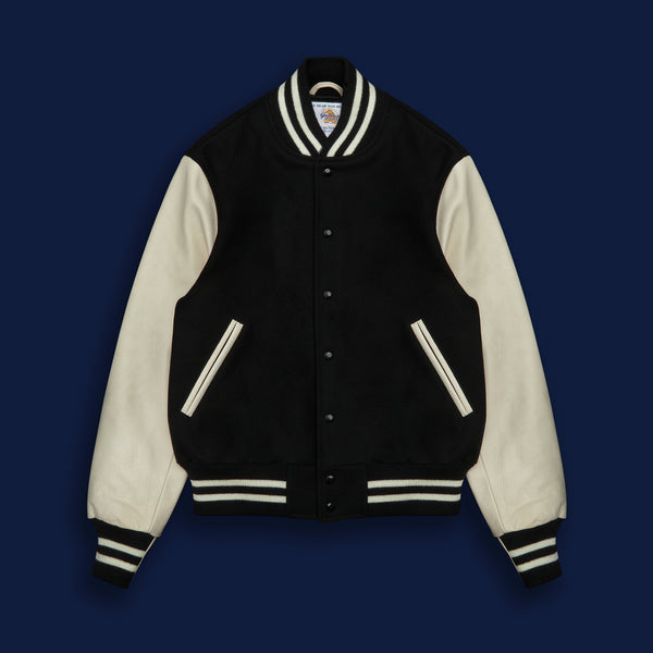 Golden Bear Sportswear THE ALBANY - Black Melton Wool/Stone Leather Contemporary Fit