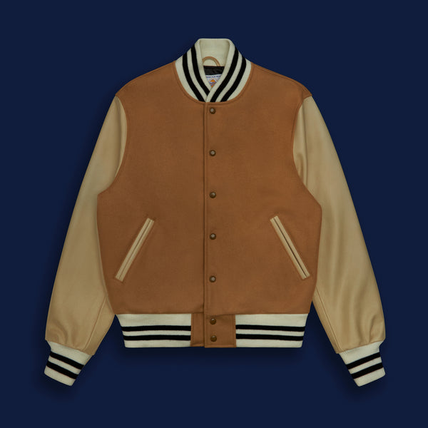 golden bear sportswear THE ALBANY - Camel Melton Wool/Beige Leather Contemporary Fit