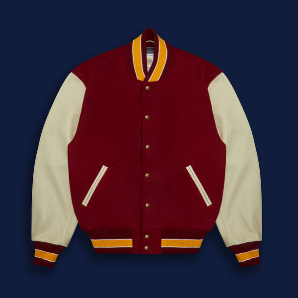 golden bear sportswear THE ALBANY - Cardinal Melton Wool/Cream Leather Classic Fit
