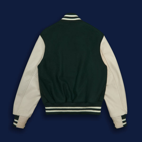 Golden Bear Sportswear THE ALBANY - Forest Melton Wool/Stone Leather Contemporary Fit