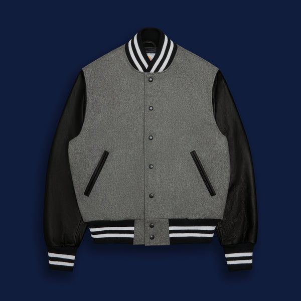 Golden Bear Sportswear THE ALBANY - Grey Melton Wool/Black Leather Contemporary Fit