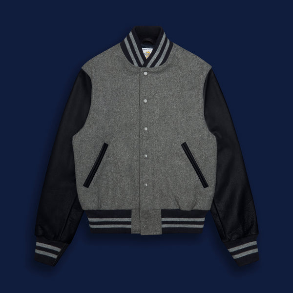 golden bear sportswear THE ALBANY - Grey Melton Wool/Navy Leather Contemporary Fit