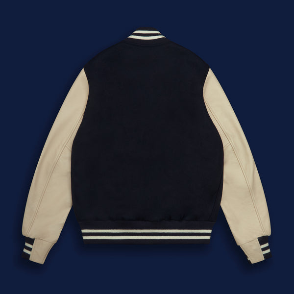 Golden Bear Sportswear THE ALBANY - Navy Melton Wool/Stone Leather Contemporary Fit