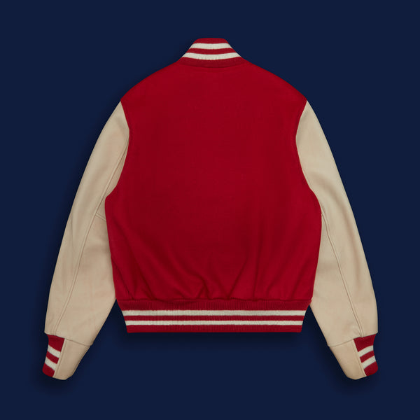 Golden Bear Sportswear THE ALBANY - Red Melton Wool/Stone Leather Contemporary Fit