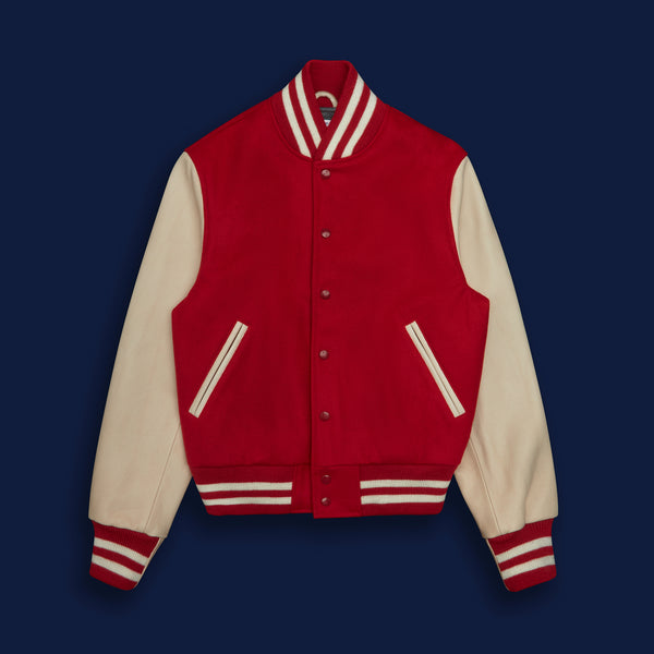 golden bear sportswear THE ALBANY - Red Melton Wool/Stone Leather Contemporary Fit