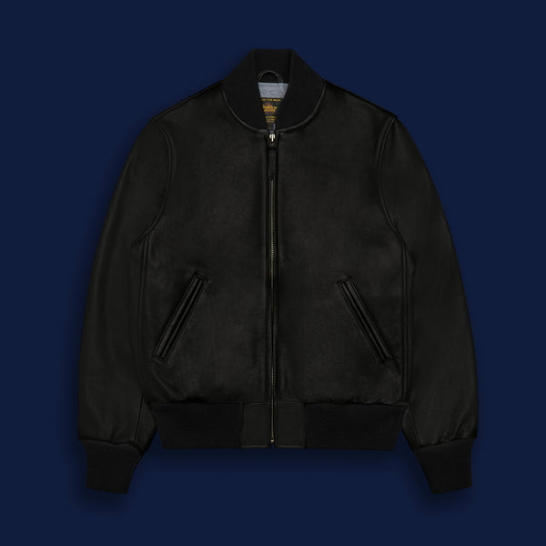 golden bear sportswear THE ASHBURY - Black Leather Contemporary Fit