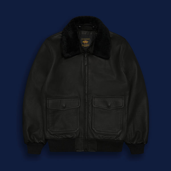 golden bear sportswear THE CARTER - Black Leather Contemporary Fit