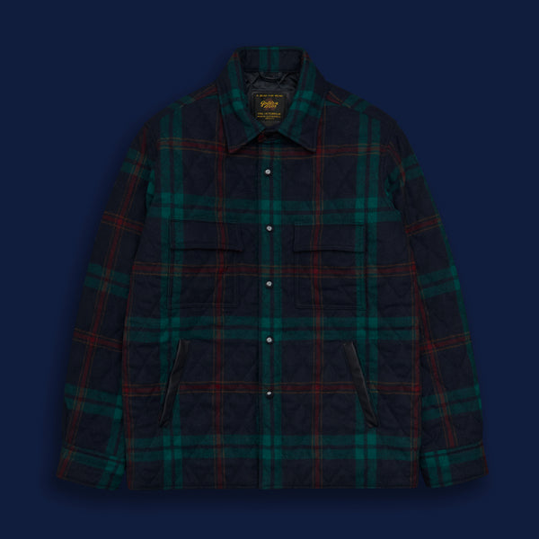 Golden Bear Sportswear THE POTRERO - Blue/Green Quilted Plaid Wool Contemporary Fit