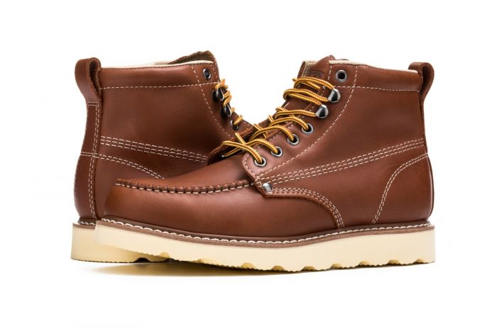 Golden Fox 6" Moc Toe Wedge Work Boots GC-08 [UPGRADE VERSION]