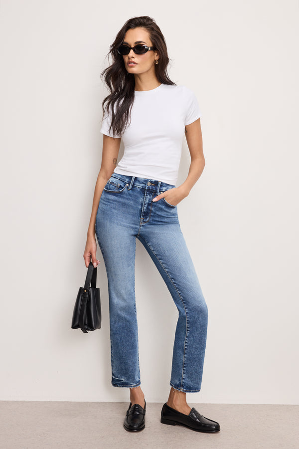 good american ALWAYS FITS GOOD CURVE STRAIGHT JEANS