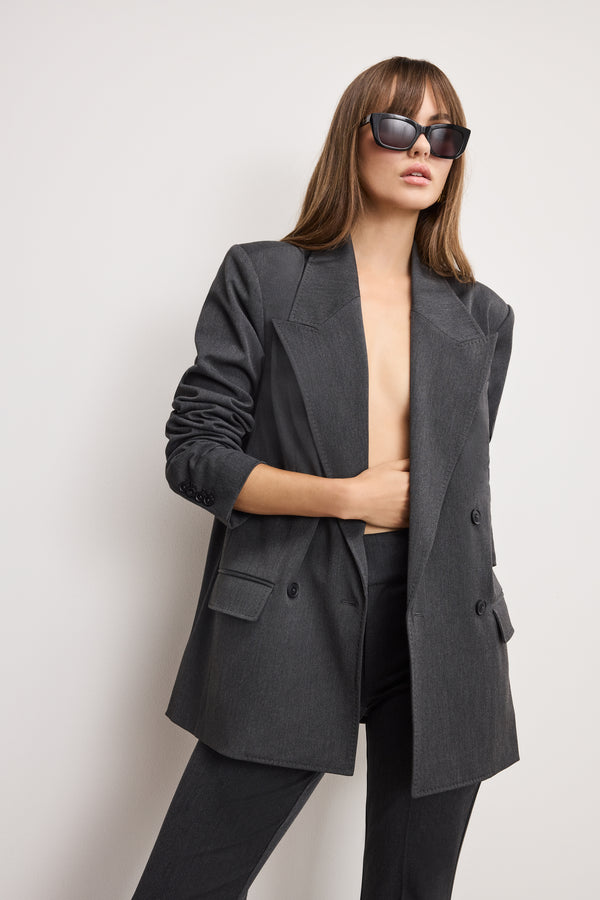 good american ESSENTIAL SUITING OVERSIZED DOUBLE BREASTED BLAZER