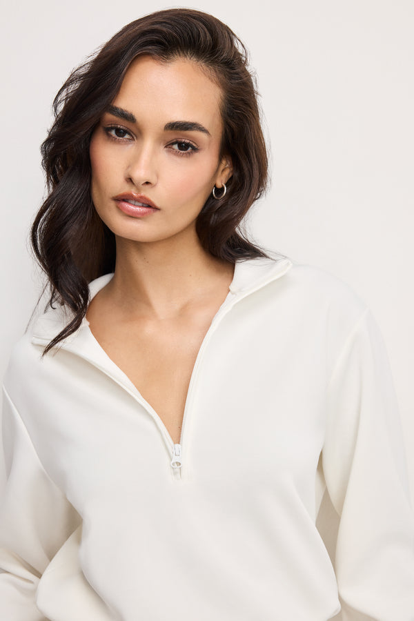 Good American AIR SOFT SCUBA HALF ZIP SWEATSHIRT