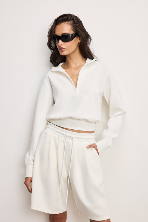 good american AIR SOFT SCUBA HALF ZIP SWEATSHIRT