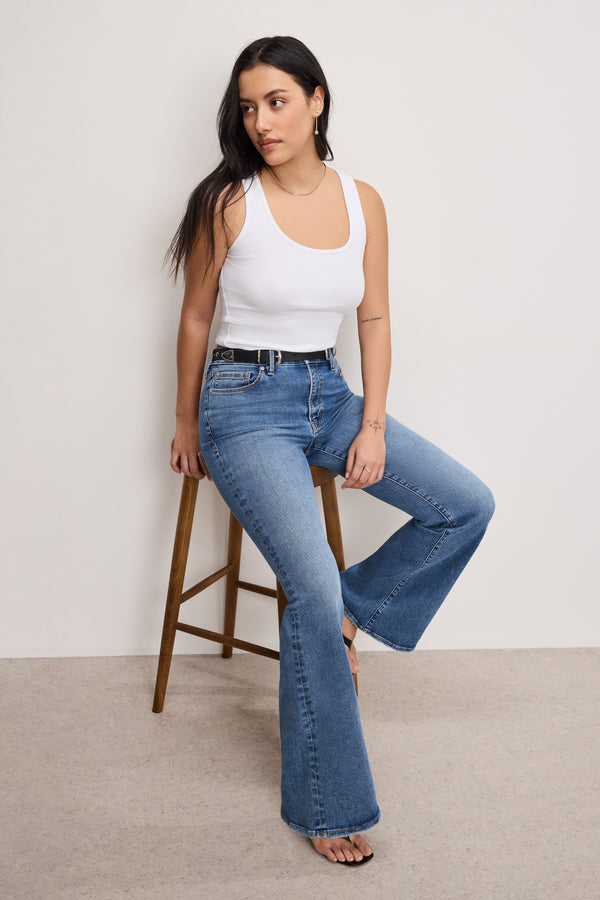 good american ALWAYS FITS GOOD LEGS FLARE JEANS