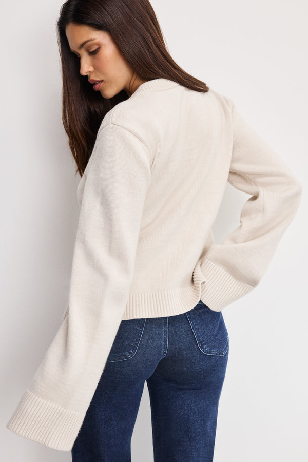 Good American BUTTON FRONT KNIT CARDIGAN