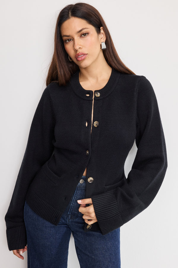 good american BUTTON FRONT KNIT CARDIGAN