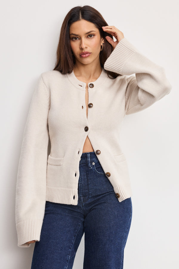 good american BUTTON FRONT KNIT CARDIGAN