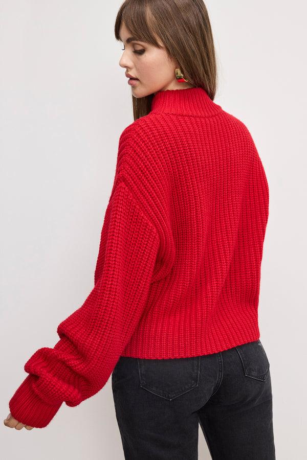 Good American CHUNKY KNIT MOCK NECK SWEATER