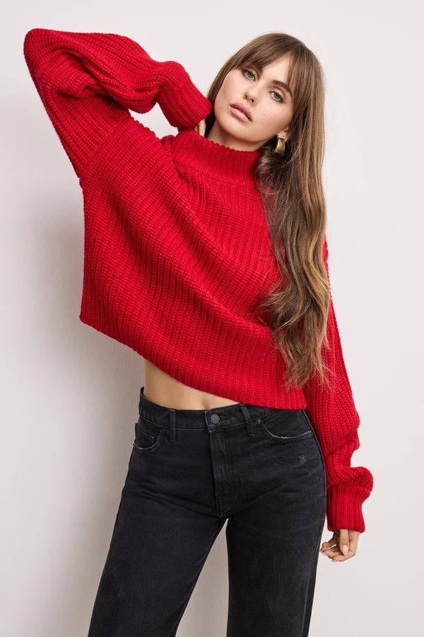 good american CHUNKY KNIT MOCK NECK SWEATER