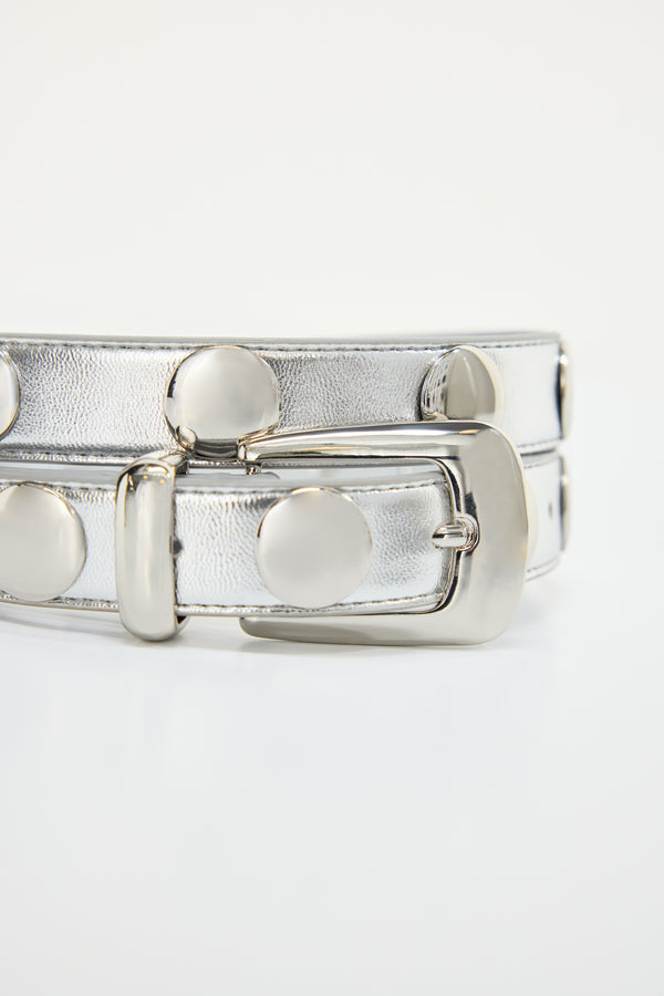 Good American CLASSIC STUDDED SILVER BELT