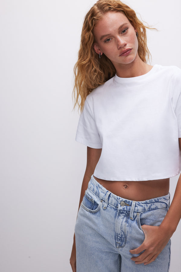 good american COTTON CROPPED TEE