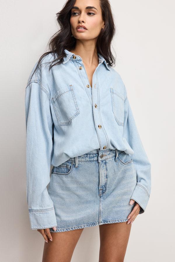 good american DENIM SHIRT DRESS