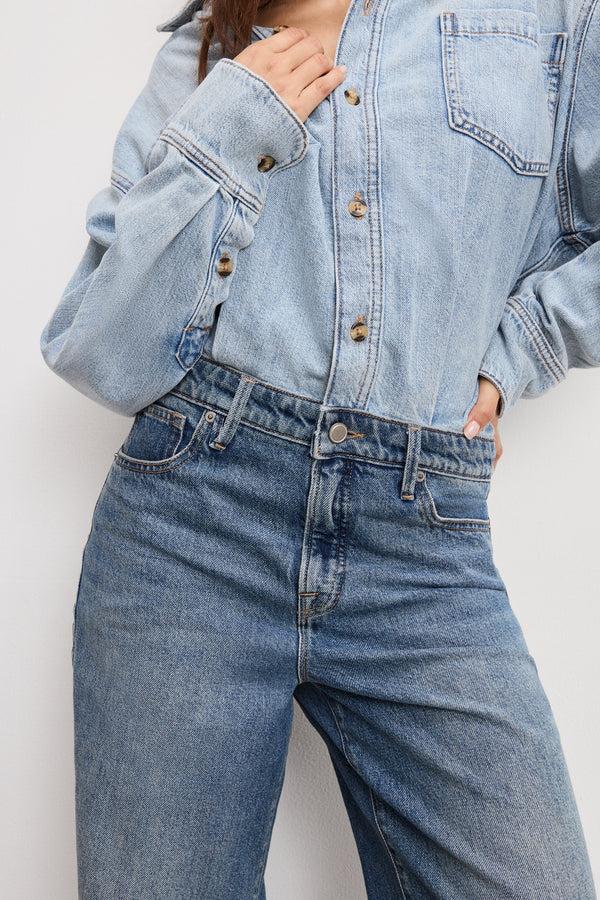 Good American DENIM SHIRT JUMPSUIT