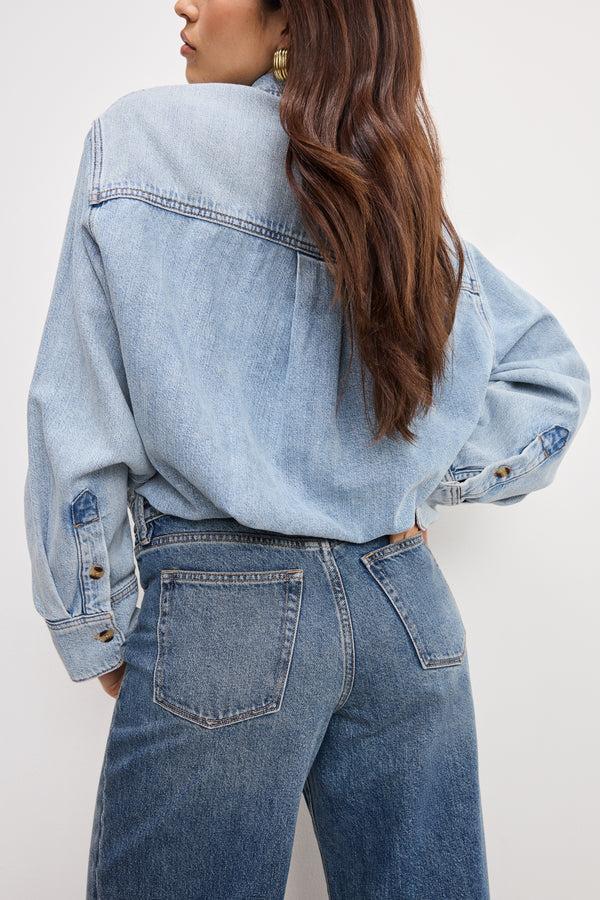 Good American DENIM SHIRT JUMPSUIT