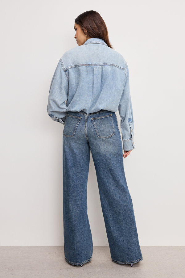 Good American DENIM SHIRT JUMPSUIT